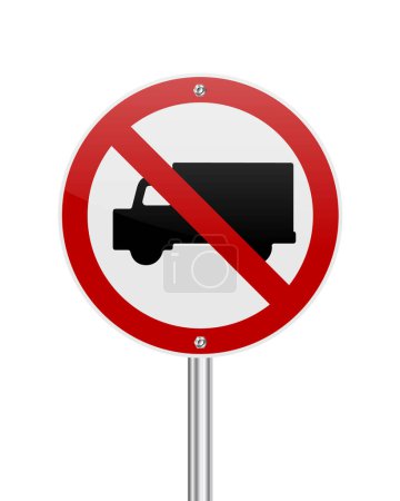 Téléchargez les illustrations : Pas de panneau de signalisation camions sur blanc - en licence libre de droit