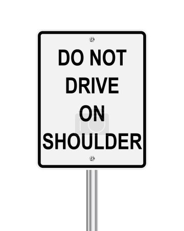 Téléchargez les illustrations : Panneau de signalisation routière Ne pas conduire sur l'accotement sur blanc - en licence libre de droit