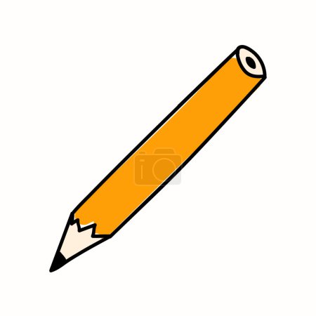 Hand drawn yellow pencil on white background