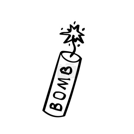  Handgezeichnetes Bomb Cartoon Doodle auf weißem Hintergrund