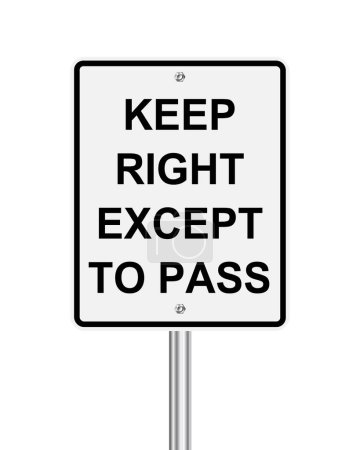 Téléchargez les illustrations : Panneau de signalisation Garder à droite sauf pour passer sur blanc - en licence libre de droit