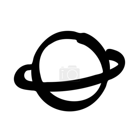 Handgezeichnetes Saturn Cartoon Doodle auf weißem Hintergrund