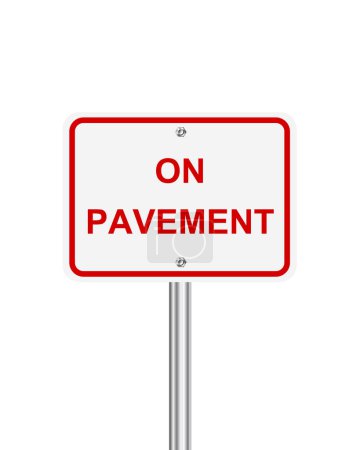 On pavement traffic sign on white background