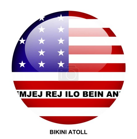 BIKINI ATOLL flag button on white background