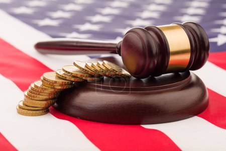 Photo for Lawyer gavel on the american flag - Royalty Free Image