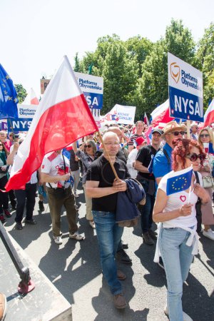 Photo for Warsaw, Poland - June 4, 2023 Demonstration of protesters against the government - Royalty Free Image