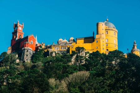 Photo for Sintra, Portugal - November 10, 2022: View of Pena Palace, a romanticist castle in the Sintra mountains of Portugal 25km west of Lisbon - Royalty Free Image