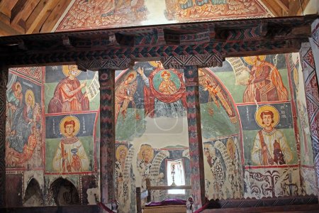 Photo for Pedoulas, Cyprus - 5 September 2022: Archangelos Michael (Archangel Michael) church interior, which is a UNESCO World Heritage Site and along in the Trodos Region. - Royalty Free Image