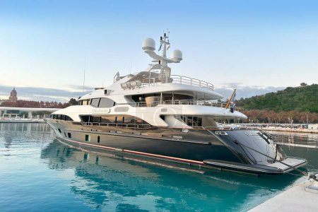 Photo for Luxury private yacht, superyacht CHECKMATE with 5 cabins from Benetti shipyards in Mediterranean Sea in marina of Spanish city Benalmdena, charter market, yachting industryt, Frankfurt - January 2023 - Royalty Free Image