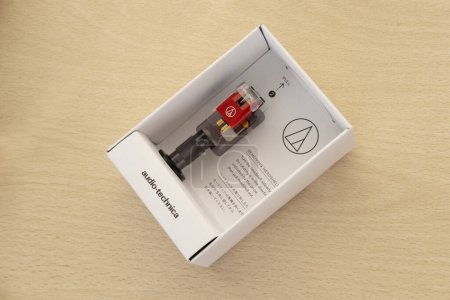Photo for New red audio-technica VMN 40ML pickup without headshell in packaging, Reviewing equipment Configuration, Audiophile's Delight, Perfecting Sound, enthusiast's dream, Frankfurt - January 1, 2024 - Royalty Free Image