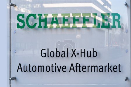 Photo for Schaeffler Group office, global automotive supplier, German efficiency and productivity in a modern work environment, Automotive Technologies in Frankfurt, Germany - February 29, 2024 - Royalty Free Image