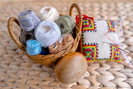 clothing repair materials, Wooden darning mushroom, Yarn and Thread, Exploring Textile Restoration, Contemporary Knitting and Crocheting Styles