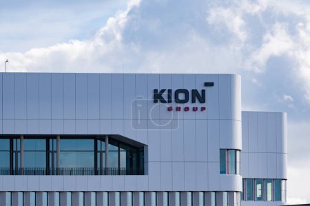 Photo for Holding KION company building, KION GROUP AG, German manufacturer equipment, self-propelled vehicles for grabbing, lifting, moving, stacking, headquarters Frankfurt, Germany - February 13, 2024 - Royalty Free Image
