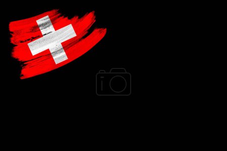 Schweizerische Nationalflagge am Pinselstrich, Symbol diplomatischer Beziehungen und Partnerschaft, Touristenbroschüren, Patriotismus und Länderstolz, Demokratie, Freiheits- und Unabhängigkeitskonzept, Nationalfeiertage