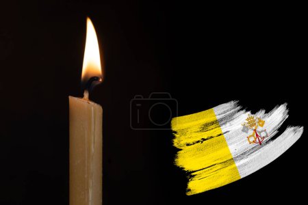vela de luto ardiendo frente a la bandera, la memoria de los héroes servido país, dolor por la pérdida, la unidad nacional en tiempos difíciles, la historia del estado