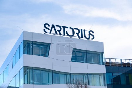 Photo for Sartorius company building, biopharmaceutical industry and laboratory, drug development, laboratory and pharmaceutical equipment, German company headquartered in Goettingen, Germany - March 31, 2024 - Royalty Free Image
