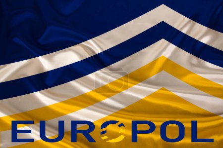 Agentur der Europäischen Union für die Zusammenarbeit der Strafverfolgungsbehörden mit Europol Text auf Flagge, Kriminelle Netzwerke in EU-Häfen, Plakatbanner-Vorlage
