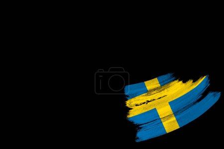 Schwedens Nationalflagge am Pinselstrich, Symbol diplomatischer Beziehungen und Partnerschaft, Touristenbroschüren, Patriotismus und Länderstolz, Demokratie, Freiheits- und Unabhängigkeitskonzept, Nationalfeiertage