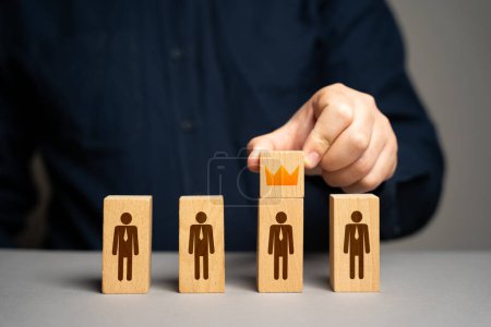 Photo for Leader and favorite. Talented and promising. The best of all, in the first place. Competition among salesman. Career development. Raising skills. Bonuses, allowances and salary increases. Power holder - Royalty Free Image