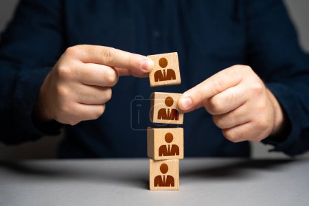 Photo for Assemble a team of people. Recruitment seeking to fill job openings Putting people in their places. Opening of new jobs. Login to project. Attract investors who provide financial support - Royalty Free Image