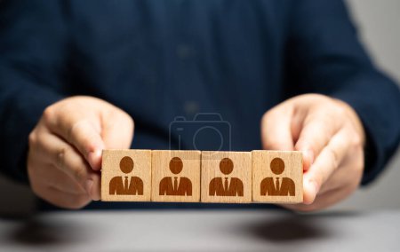 Photo for Assemble a team of people. Recruitment seeking to fill job openings. Opening of new jobs. Login to project. Attract investors who provide financial support. Putting people in their places. - Royalty Free Image