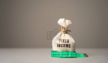 Photo for Fixed income concept. Types of investment security that pay investors fixed interest or dividend payments until their maturity date. Finance business conceptual. Money bag. - Royalty Free Image
