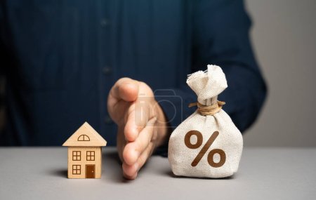 Photo for Protection from floating interest rate. Opt for fixed-rate mortgages loans. Risk of rising interest rates that can inflate monthly payments. Protect your house purchase from unforeseen economic events - Royalty Free Image