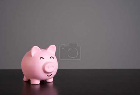 Photo for Happy pig piggy bank. Wealth and prosperity. Savings and deposit banking. Healthy economy. Successful investments and deposits. - Royalty Free Image