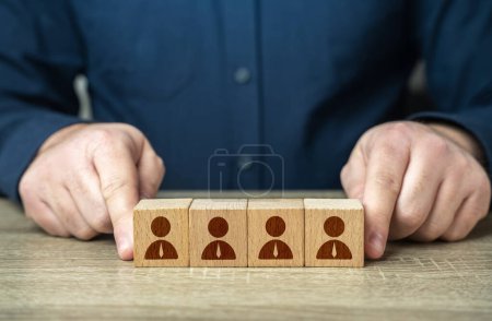 Photo for Assemble a team of people. Opening of new jobs. Login to project. Attract investors who provide financial support. Putting people in their places. Recruitment seeking to fill job openings. - Royalty Free Image