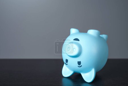 Photo for Funny piggy bank lying upside down. Wealth and prosperity. Savings and deposit banking. Successful investments and deposits. A frivolous attitude towards money and low financial literacy. - Royalty Free Image