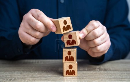 Photo for Build a sustainable team. Build a team and assign roles in the hierarchy. Opening of new jobs. Attract investors who provide financial support. Recruitment seeking to fill job openings. - Royalty Free Image