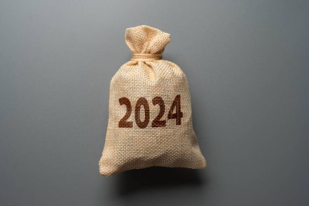 Bag with the inscription 2024. Embracing new trends, making forecasts, setting plans for coming future. Great beginnings and opportunities. New year.