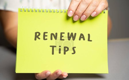 Renewal tips concept. Helping individuals or organizations renew or refresh. Woman holding a notebook in hands