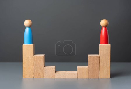 Photo for Suppress pride and move on to negotiations. Setting aside hurt feelings or a bruised ego. Two opponent refusing to reach a compromise. Inability to admit mistakes. Stalemate situation. - Royalty Free Image