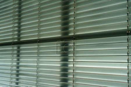 Photo for Workshop and office metal horizontal blinds line detail on background. - Royalty Free Image