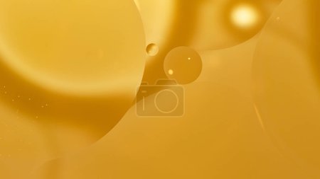 Photo for Yellow oil bubbles on water, cooking oil background. - Royalty Free Image