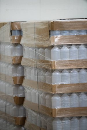 Photo for New pet bottles, large quantity in stock, packed. - Royalty Free Image
