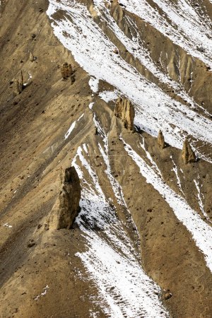 Photo for Himalayas  beautiful iconic landscape picture of the highest mountains in the World covered by the snow, Spiti valley, India. - Royalty Free Image