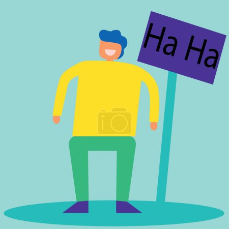 Photo for Man Laughing Out Loud HaHa Flat Art Illustration - Royalty Free Image