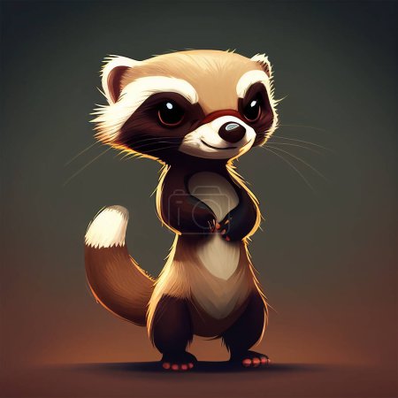 Photo for Cartoon Ferret Standing and Smiling Digital Art Illustration - Royalty Free Image
