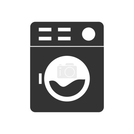 Téléchargez les illustrations : Modèle de conception de silhouette d'icône de machine à laver isolé - en licence libre de droit
