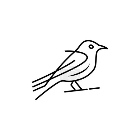 Téléchargez les illustrations : Modèle de conception de ligne d'icône oiseau illustration isolée simple - en licence libre de droit