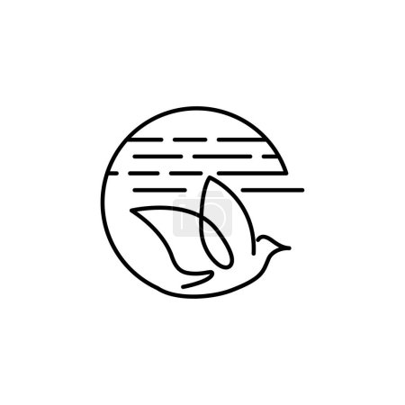 Téléchargez les illustrations : Modèle de conception de ligne d'icône oiseau illustration isolée simple - en licence libre de droit