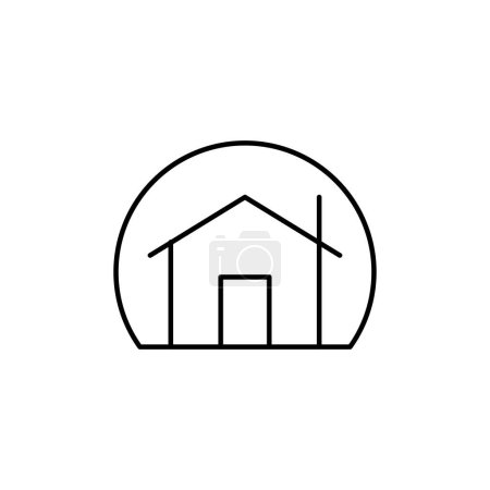 Téléchargez les illustrations : Maison icône immobilière ligne modèle de conception isolé - en licence libre de droit