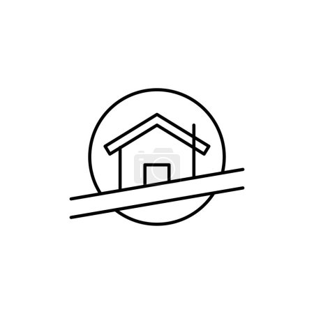 Téléchargez les illustrations : Maison icône immobilière ligne modèle de conception isolé - en licence libre de droit