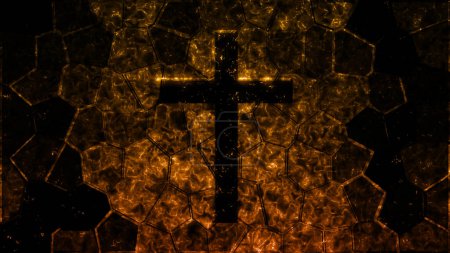 Foto de Fondo abstracto con una cruz brillante y grietas - Imagen libre de derechos