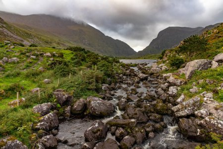 Téléchargez les photos : Rivière sur Gap of Dunloe avec rochers et végétation, Killarney, Kerry, Irlande - en image libre de droit