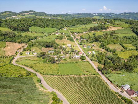 Téléchargez les photos : Vignobles dans un petit village, Vale dos Vinhedos, Bento Goncalves, Rio Grande do Sul, Brésil - en image libre de droit