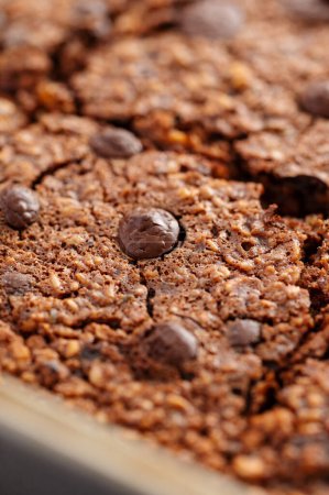 Photo for Close-up oat brownies with chocolate chips, macro texture. High quality photo - Royalty Free Image