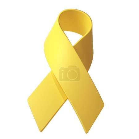 Photo for 3d Yellow ribbon awareness Adenosarcoma, Bladder Bone Cancer, Endometriosis, Sarcoma, Spina Bifida illustration. - Royalty Free Image